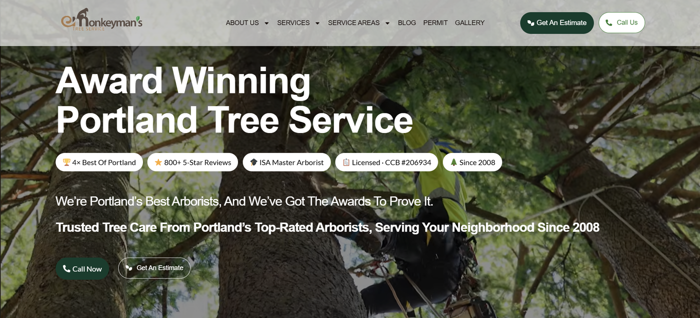 Monkeyman's Tree Service live site