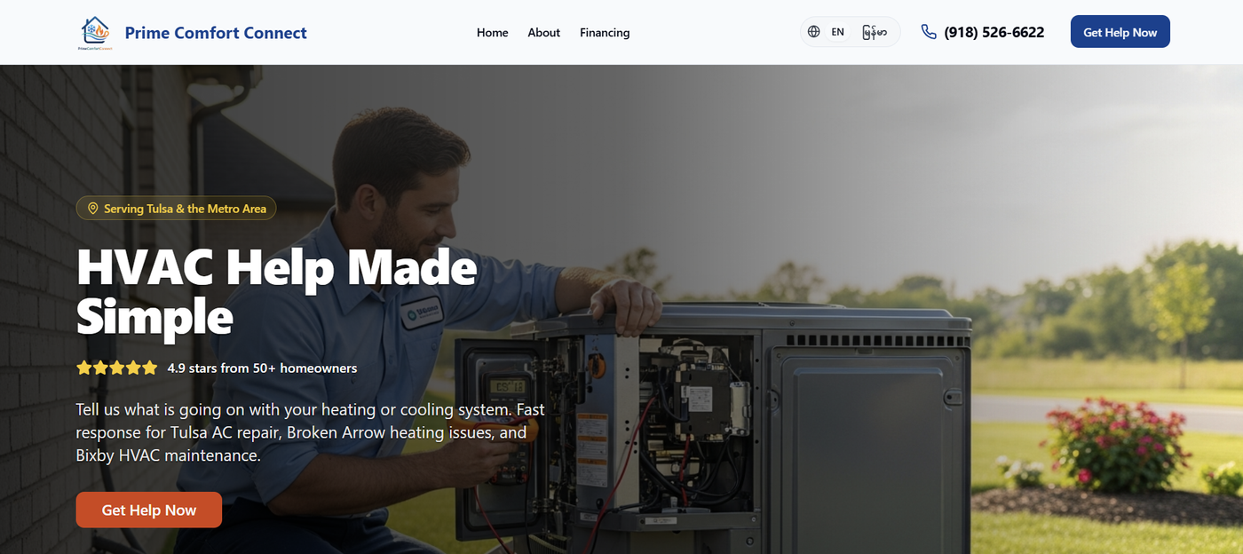 Prime Comfort Connect live site