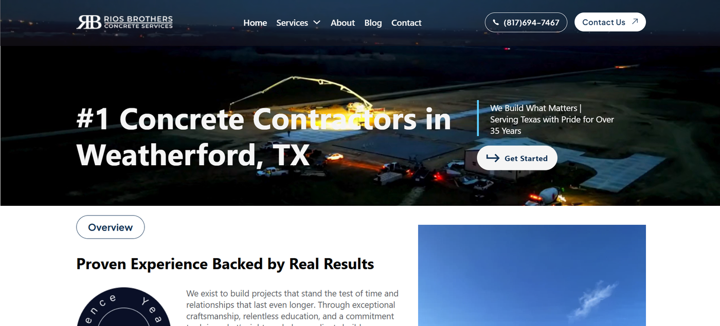 Rios Brothers Concrete Services live site