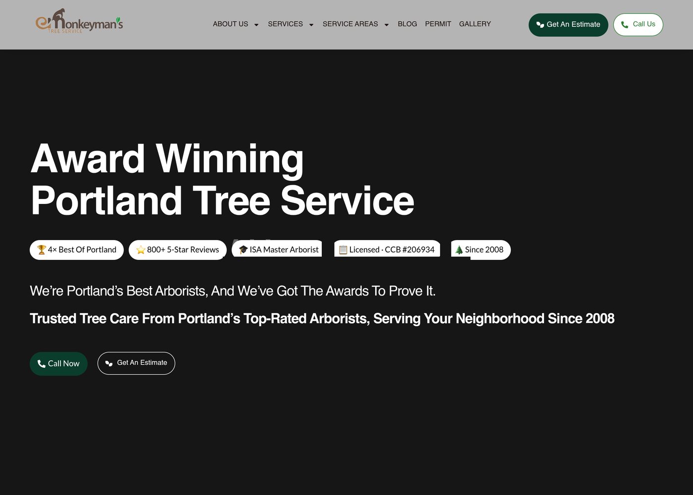 Monkeyman's Tree Service live site