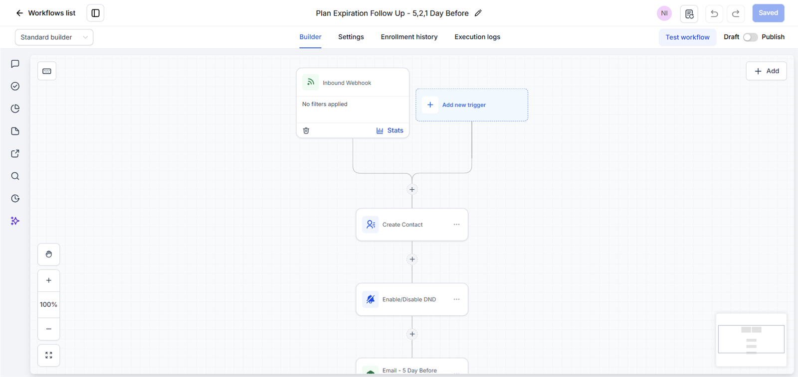GHL native workflow automation builder